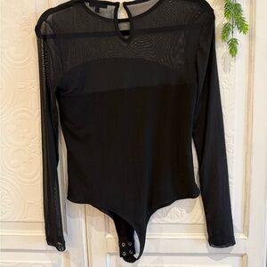 Dynamite Black Sheer Long Sleeve Bodysuit